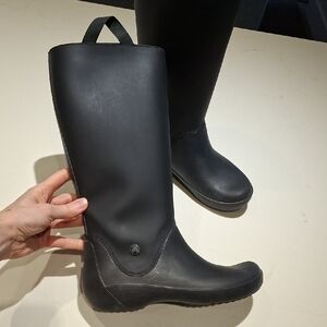 Crocs Women's Black "Rainfloe" Pull-on/Fleece-lined Rainboots (US 7)